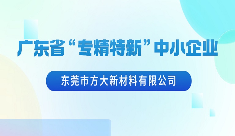 東莞市方大新材料有限公司榮獲廣東省“專精特新”中小企業(yè)認定